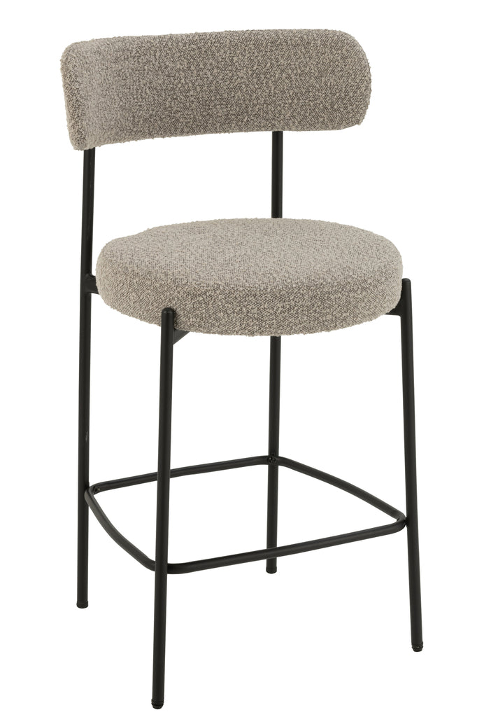 Barstoel Boucle Triplex/Polyester Grijs/Zwart - JL