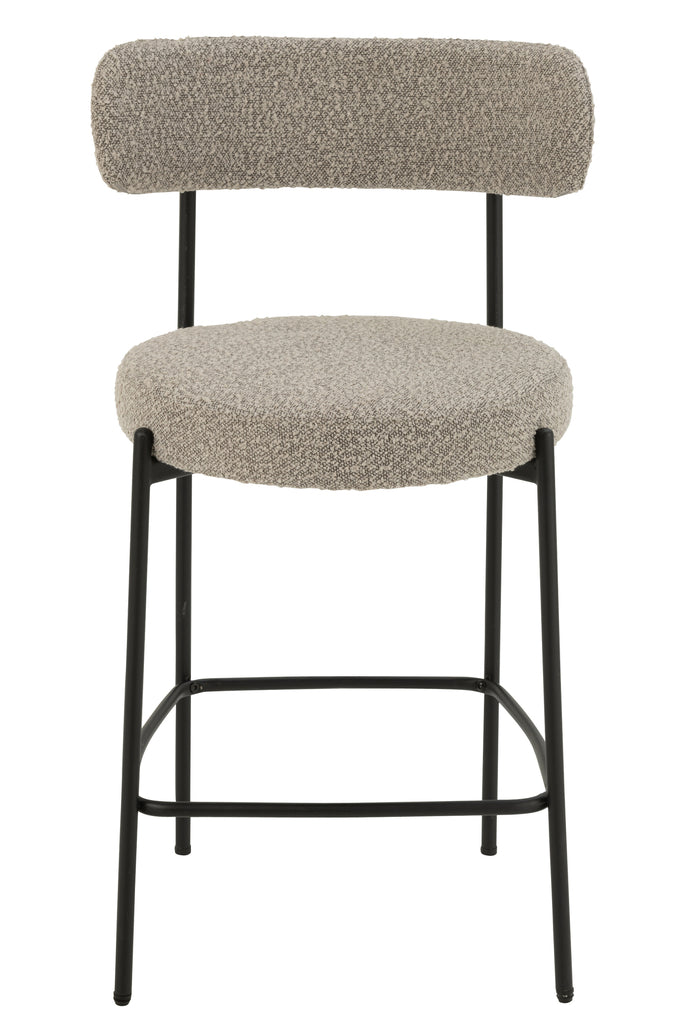 Barstoel Boucle Triplex/Polyester Grijs/Zwart - JL