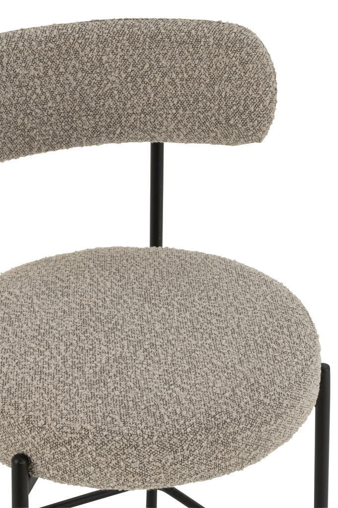 Barstoel Boucle Triplex/Polyester Grijs/Zwart - JL