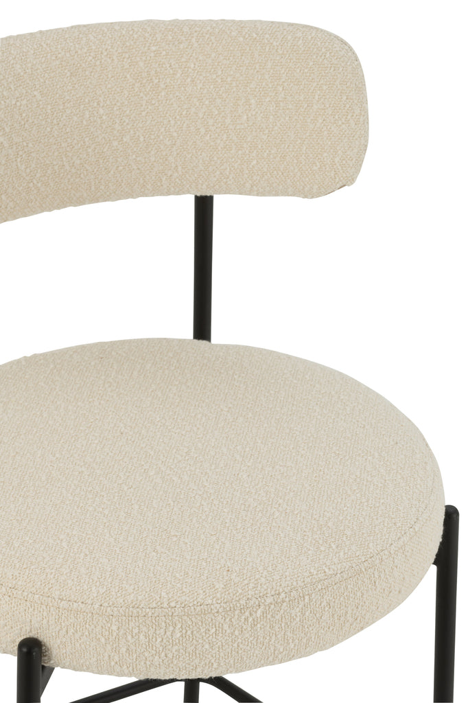 Barstoel Boucle Triplex/Polyester Wit/Zwart - JL