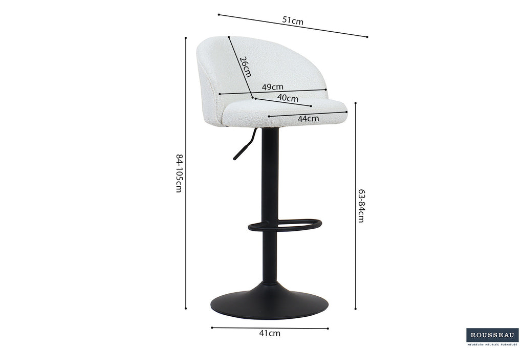 Barstoel 'Arda' Bouclé Wit  RS