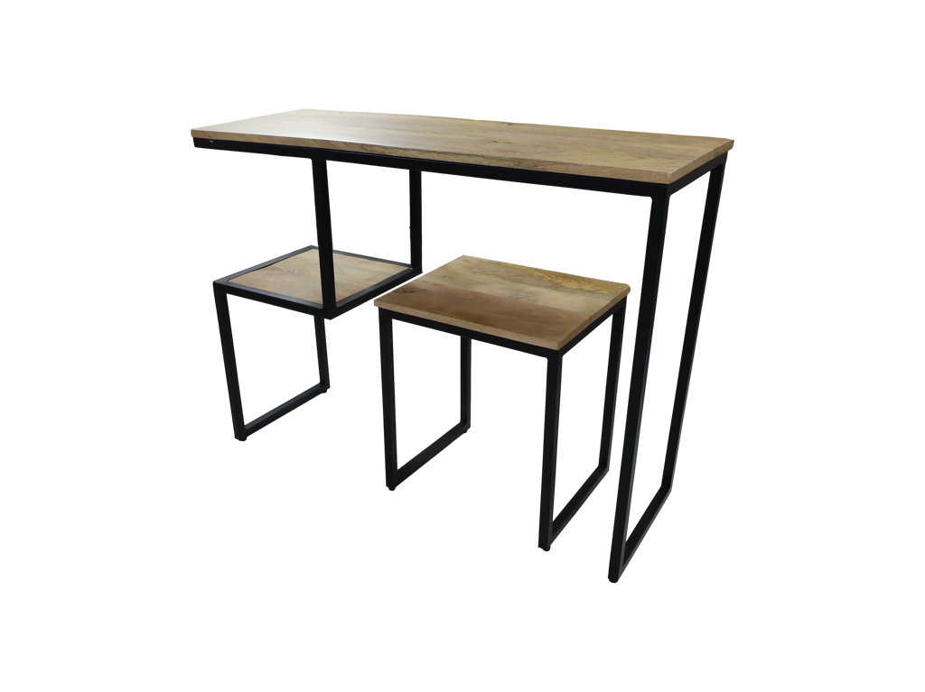 Console tafel - 100x35x75 - Natuurlijk/zwart - Mangohout/ijzer HSM