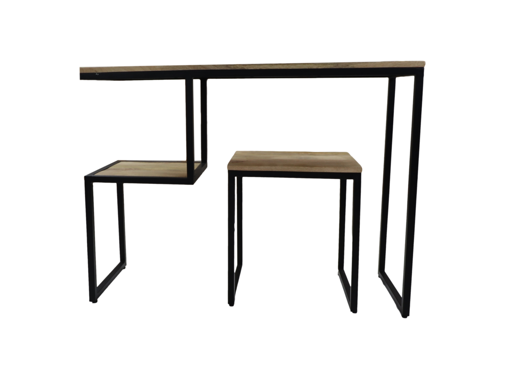 Console tafel - 100x35x75 - Natuurlijk/zwart - Mangohout/ijzer HSM