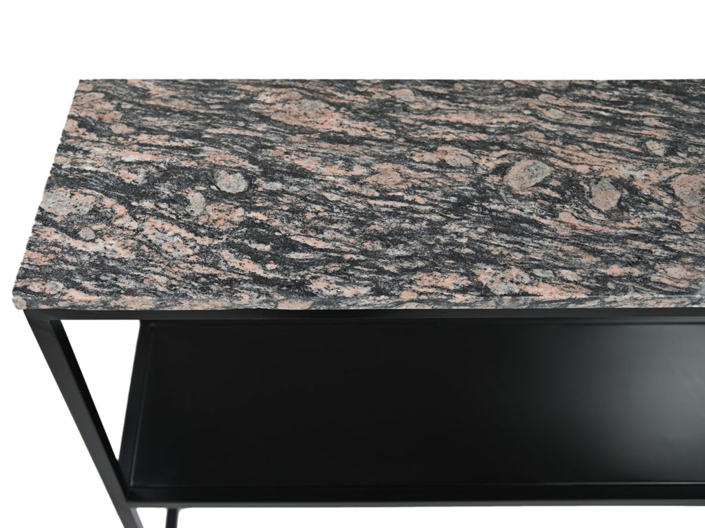 Console tafel Marseille - 120x32x85 - Brown/black - Marble/metal