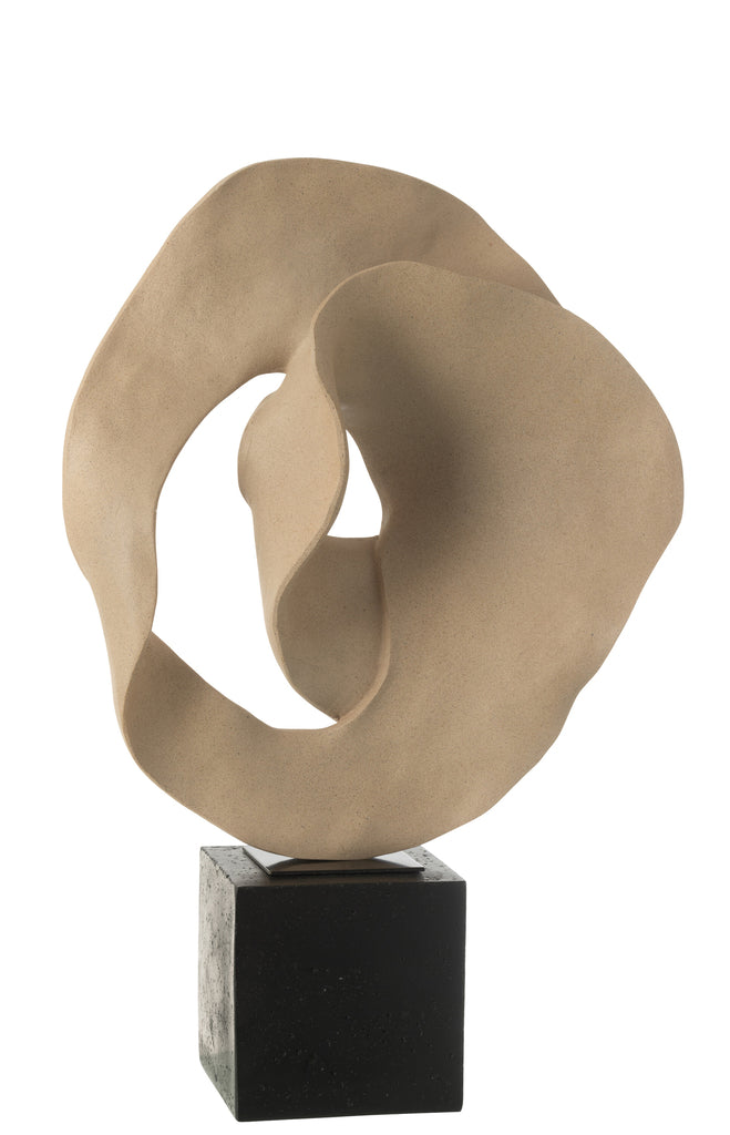 Deco Abstract Op Voet Hars Beige/Zwart - JL