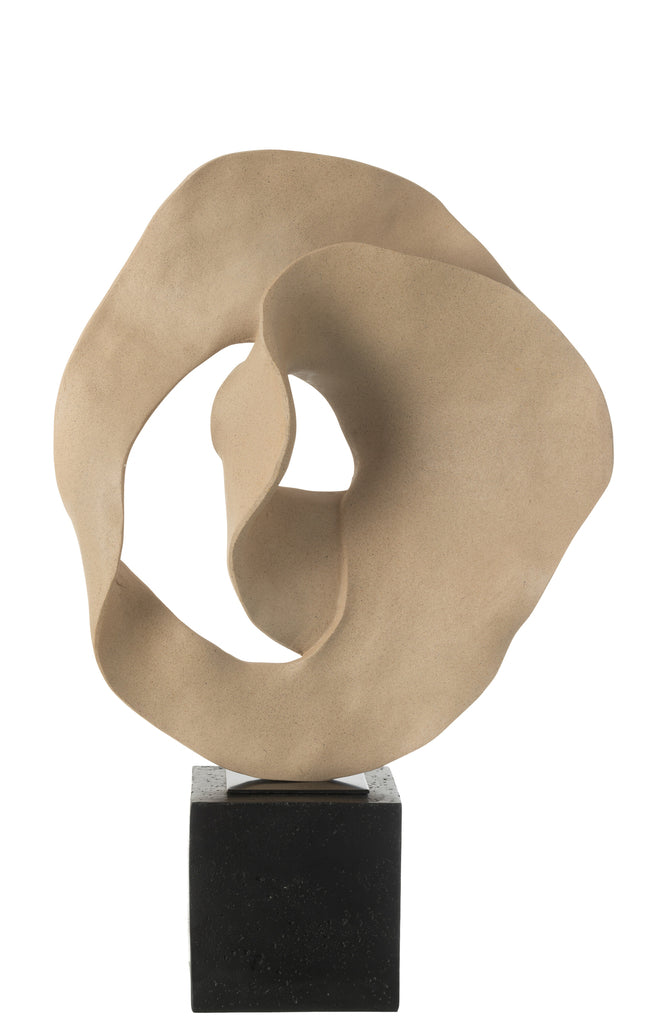 Deco Abstract Op Voet Hars Beige/Zwart - JL