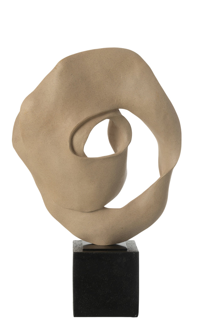 Deco Abstract Op Voet Hars Beige/Zwart - JL