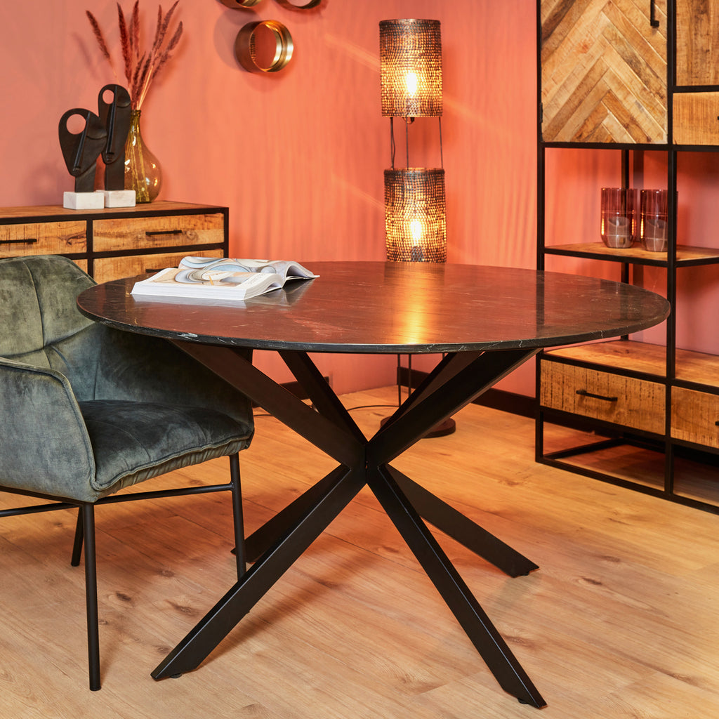 Eettafel Lynn | Rond | Zwart marmer | 150 STF