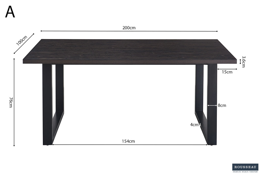 Tafel 'Alexander' 200 cm decor donkerbruin RS