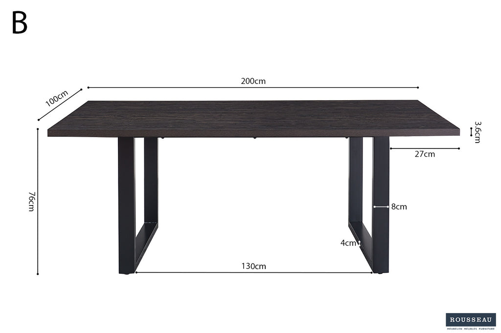 Tafel 'Alexander' 200 cm decor donkerbruin RS