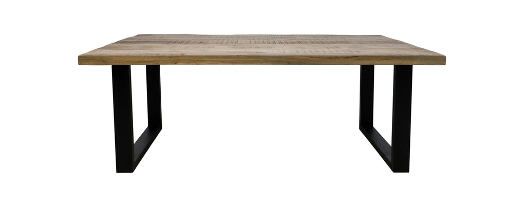 Rechthoekige eettafel Melbourne - 200x100x77 - Naturel/zwart - Mangohout/metaal