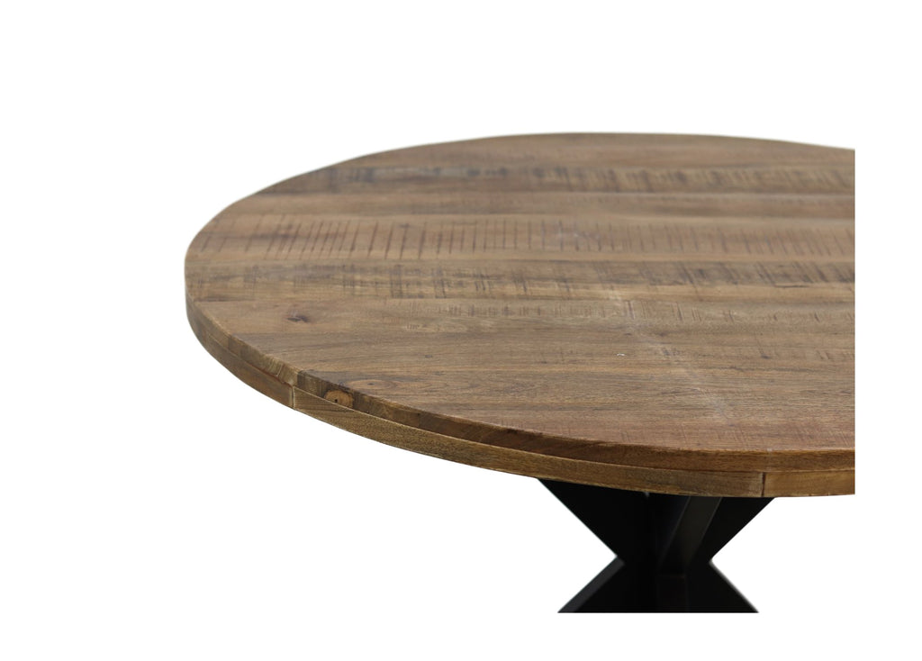 Ronde eettafel Melbourne - ø140x76 - Naturel/zwart - Mangohout/ijzer