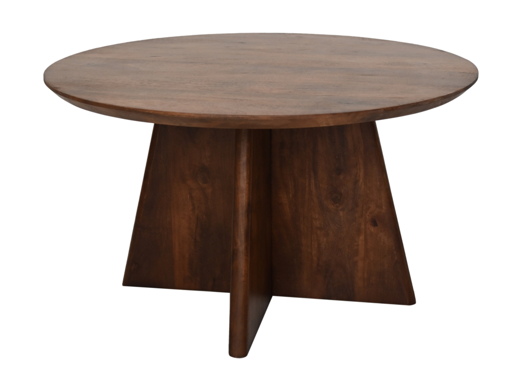 Ronde salontafel met kruispoot - 80X80X45 - mat bruin - Mangohout