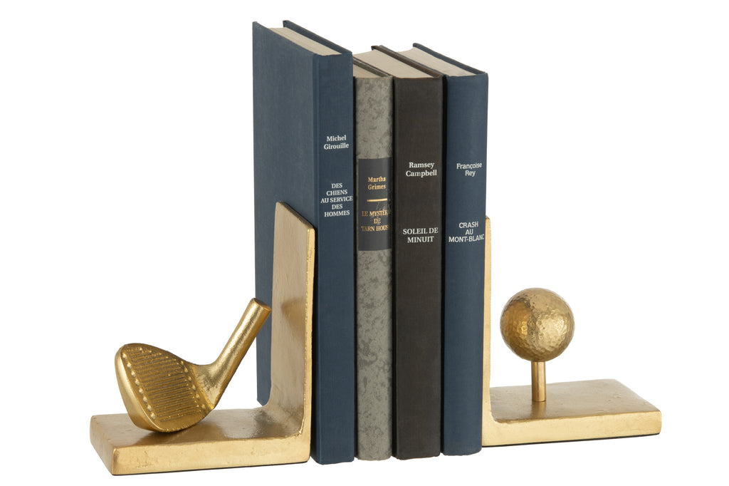 Boekensteunen golf aluminium goud - JL