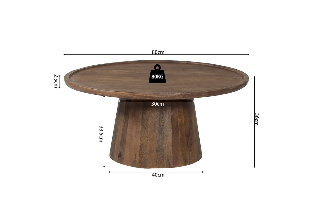 Salontafel 'Jules' 80x36 rond mango hout lichtbruin RS