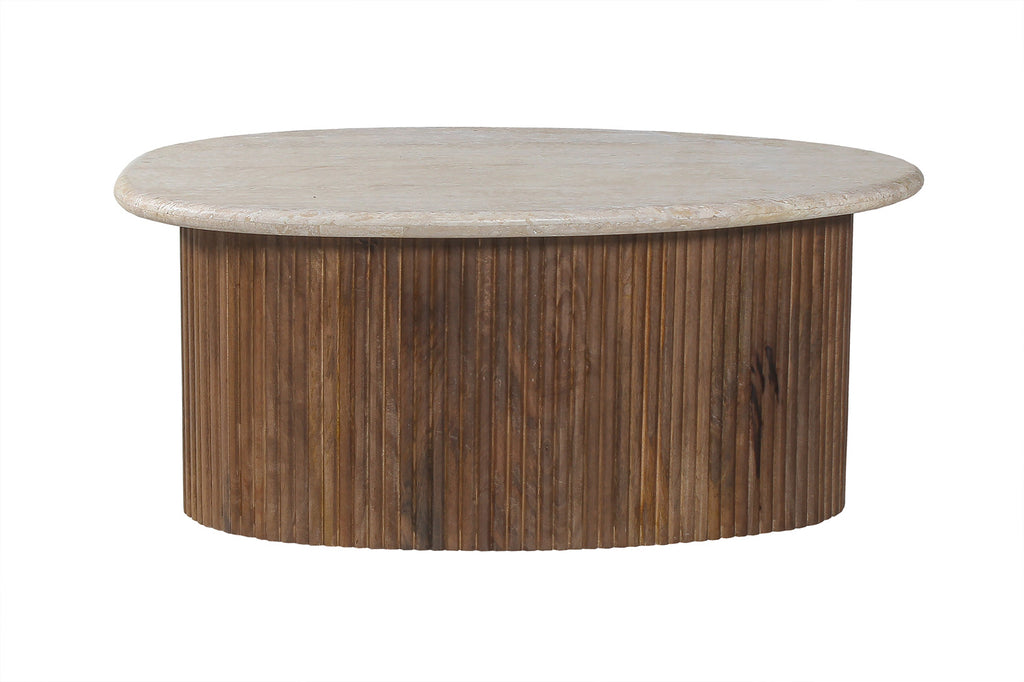 Salontafel 'Louis' 90 mango hout met travertin beige RS