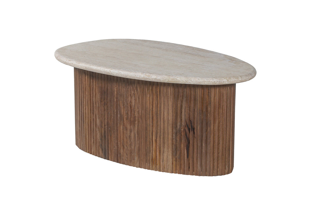 Salontafel 'Louis' 90 mango hout met travertin beige RS