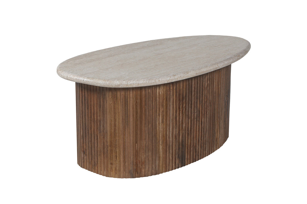 Salontafel 'Louis' 90 mango hout met travertin beige RS