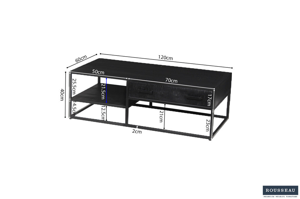 Salontafel 'Madeira' 120 mango hout zwart RS