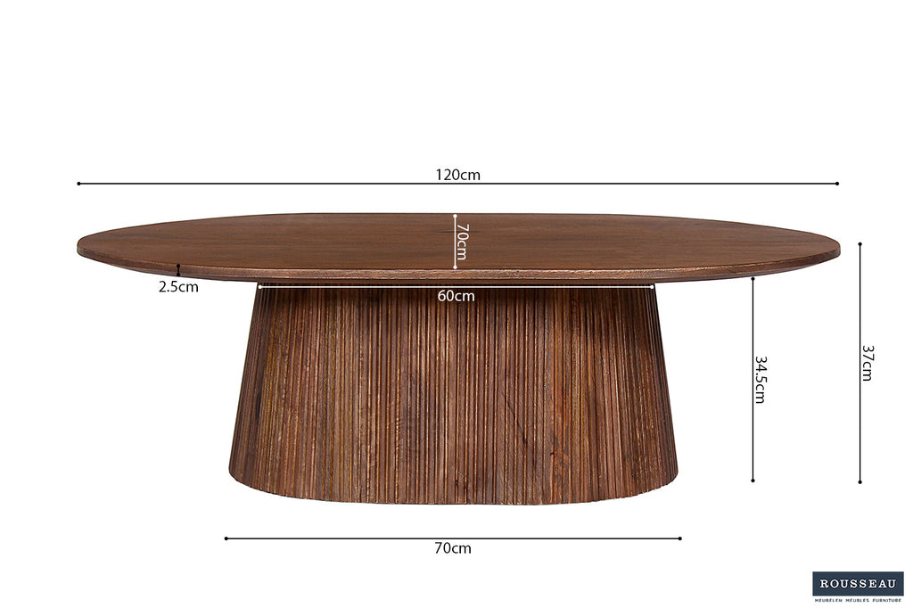 Salontafel 'Miguel' 120 ovaal mango hout lichtbruin RS