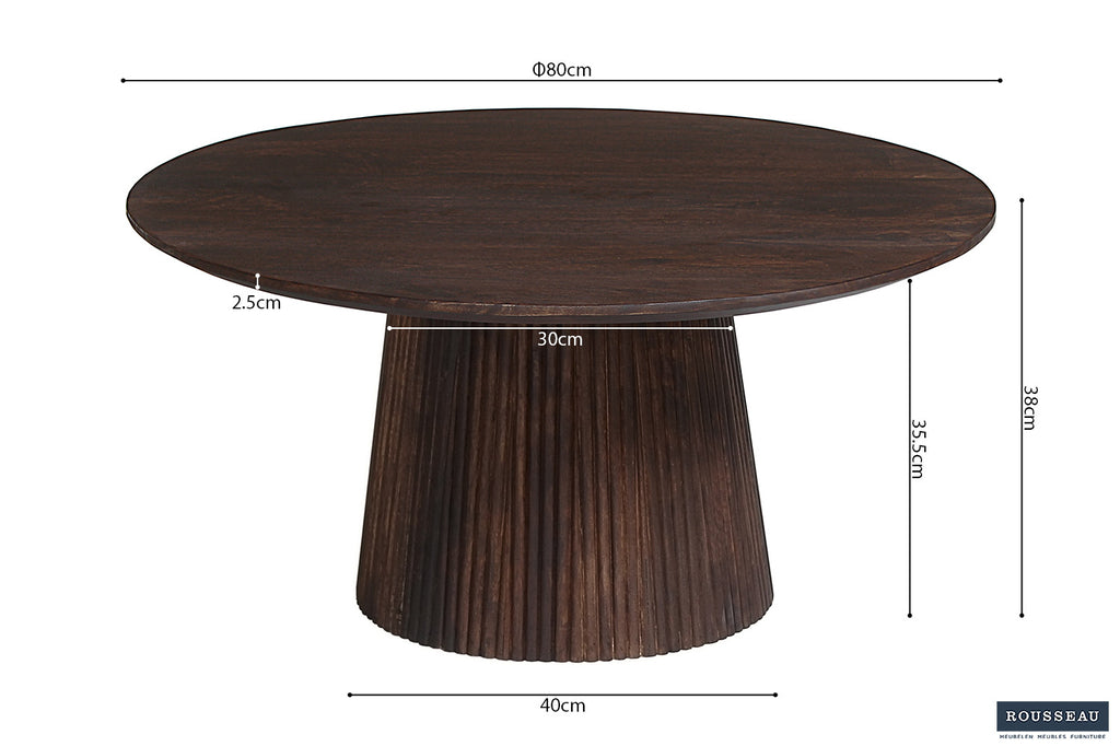 Salontafel 'Miguel' 80 rond mango hout donkerbruin RS