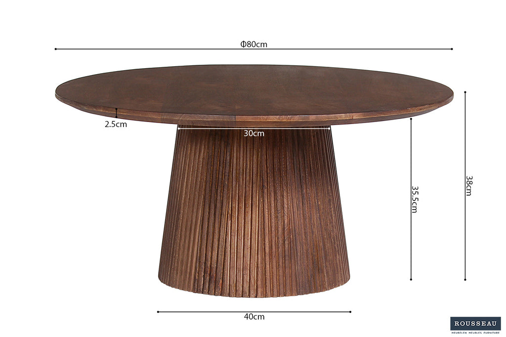 Salontafel 'Miguel' 80 rond mango hout lichtbruin RS