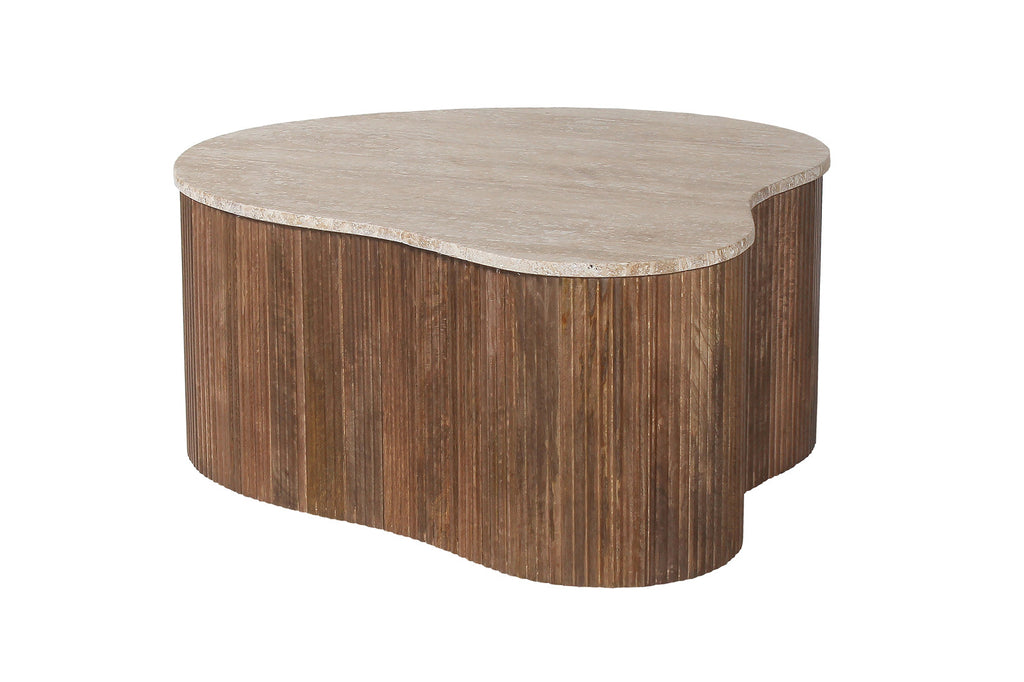 Salontafel 'Paul' 83 mango hout met travetin beige RS