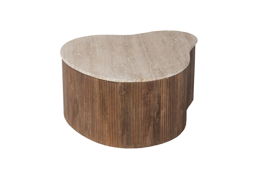 Salontafel 'Paul' 83 mango hout met travetin beige RS