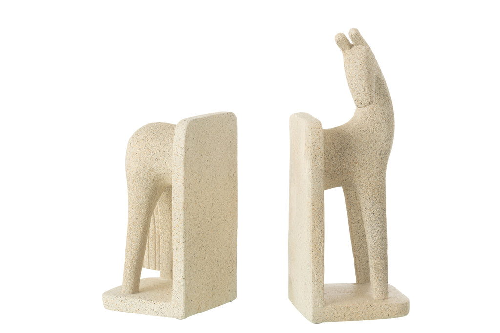 Boekensteunen Paard Modern Resin Beige - JL