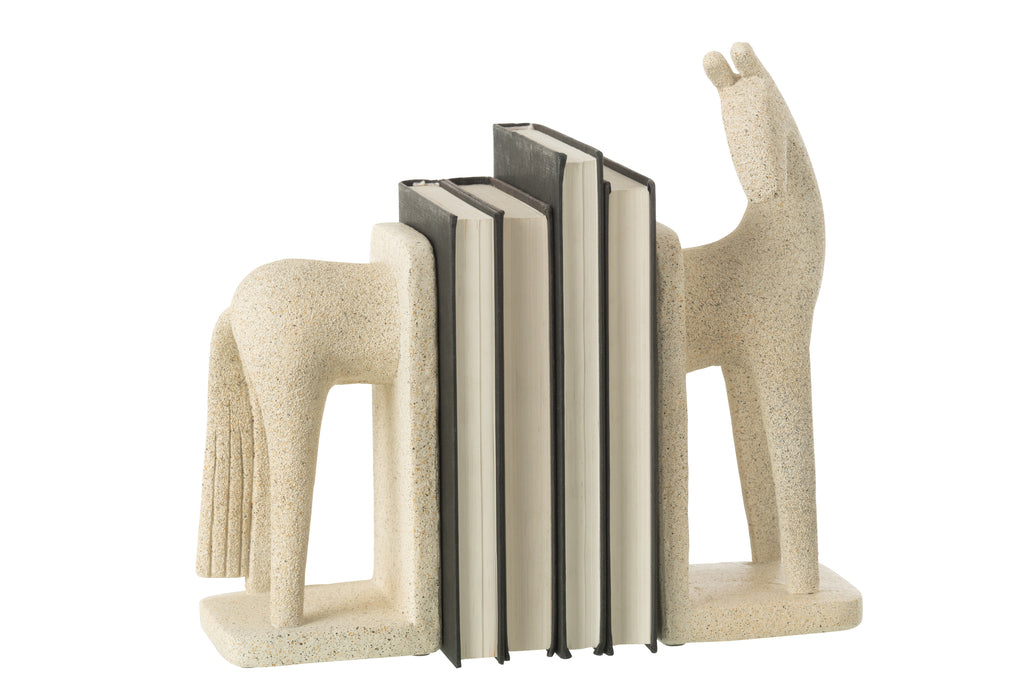 Boekensteunen Paard Modern Resin Beige - JL