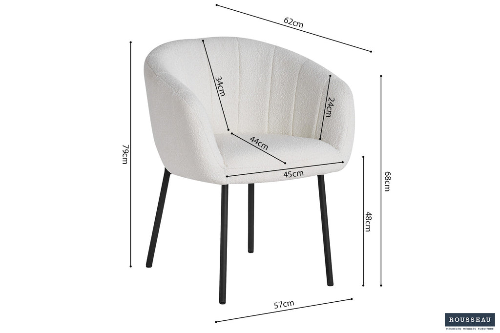 Armstoel 'Sevilla' B-bouclé wit  RS