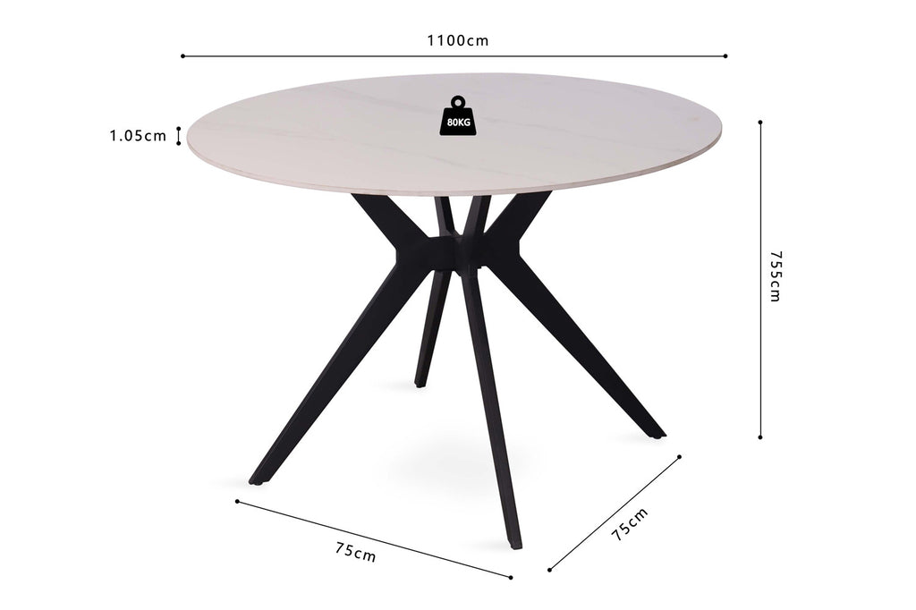 Tafel 'Apollo' 110 rond steen wit RS