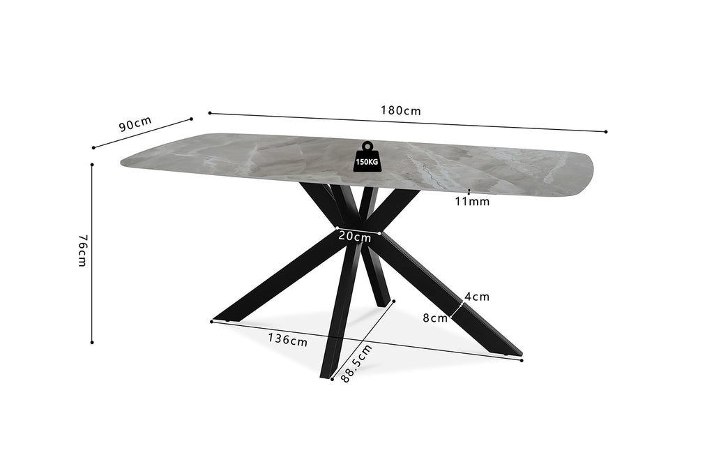 Tafel 'Apollo' 180 Deens ovaal steen Italiaans grijs RS