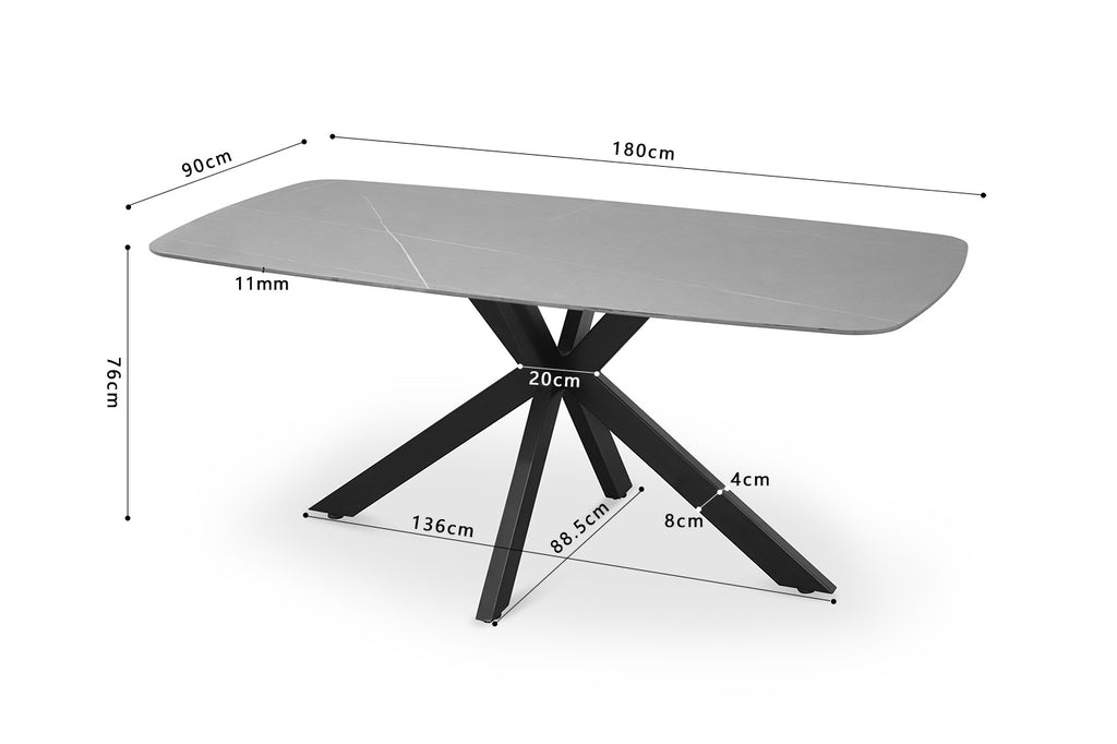 Tafel 'Apollo' 180 Deens ovaal steen grijs RS