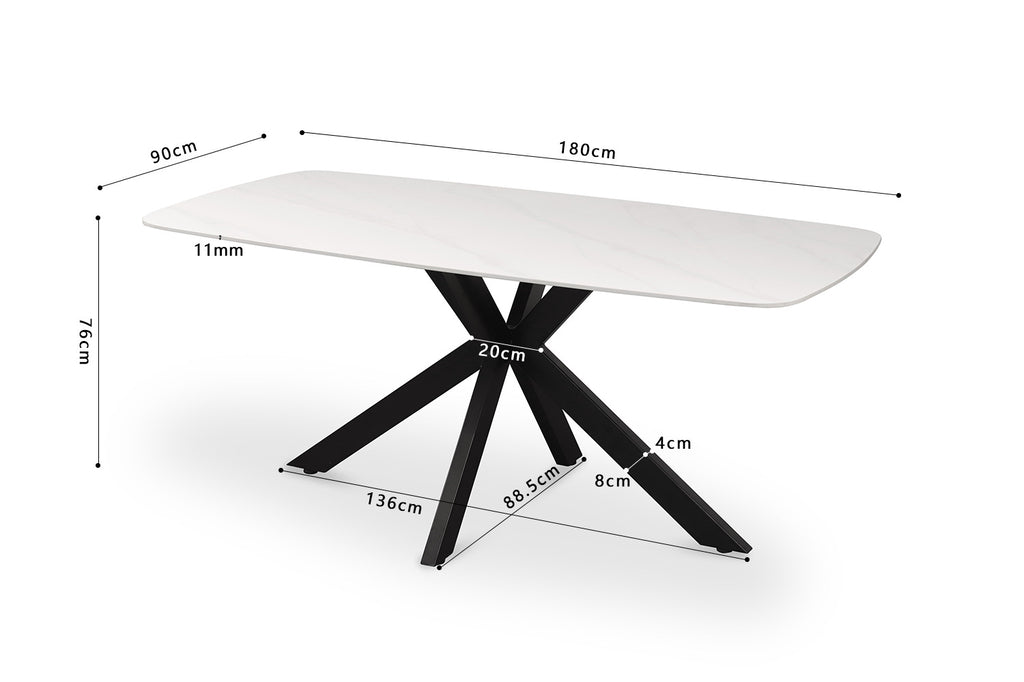 Tafel 'Apollo' 180 Deens ovaal steen wit RS