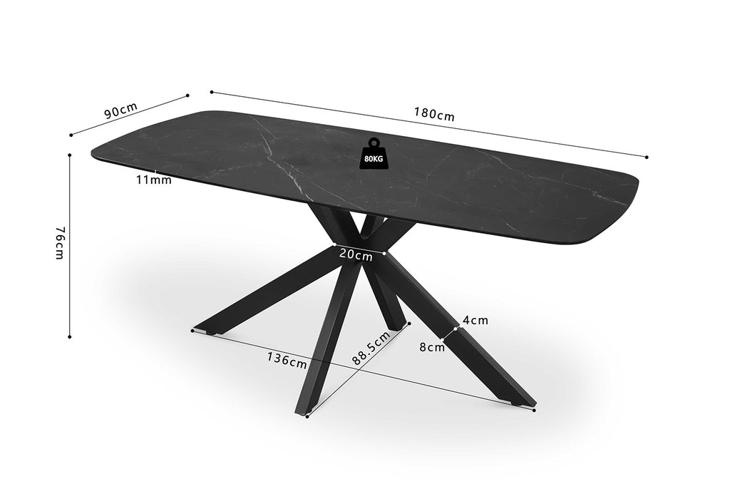 Tafel 'Apollo' 180 Deens ovaal steen zwart RS