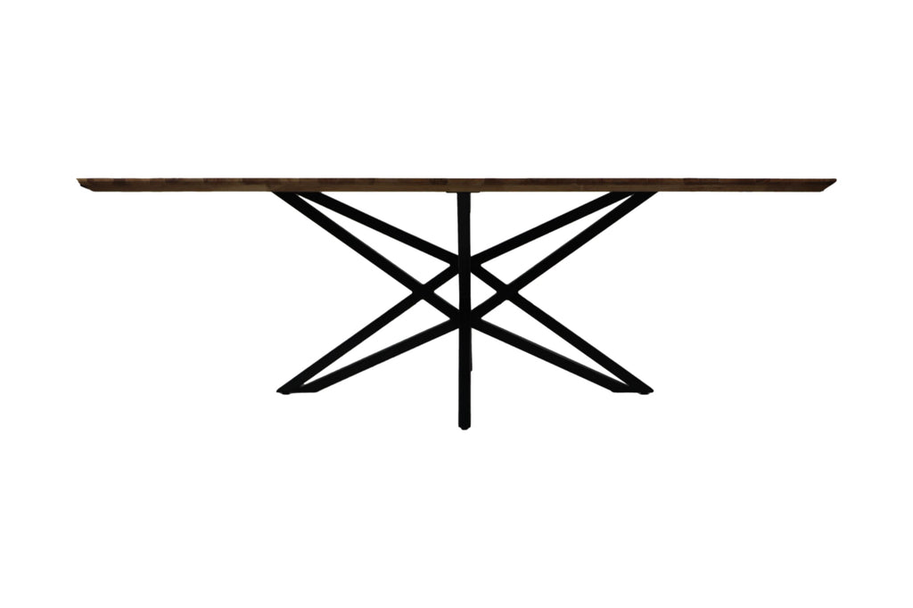 Tafel Fishbone Rechthoek - 200x100x76 - Natuurlijk/zwart - Eikenhout/metaal