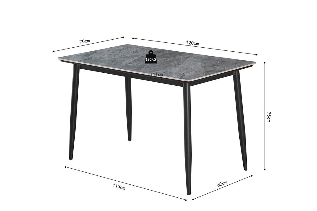 Tafel 'Kenzo' 120 rechthoekig steen grijs RS