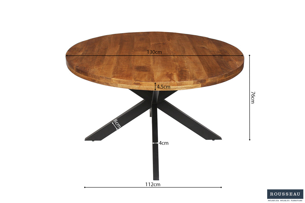 Tafel 'Maria' 130 rond mango hout RS