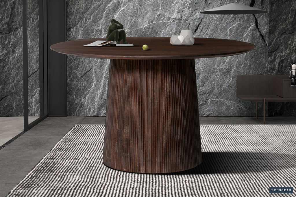 Tafel 'Miguel' 130 rond mango hout donkerbruin RS