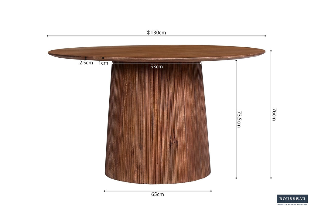 Tafel 'Miguel' 130 rond mango hout lichtbruin RS