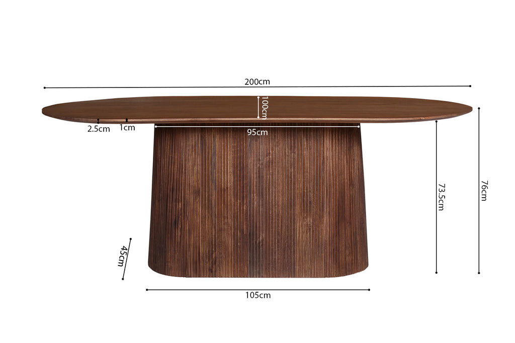 Tafel 'Miguel' 200 ovaal mango hout lichtbruin RS