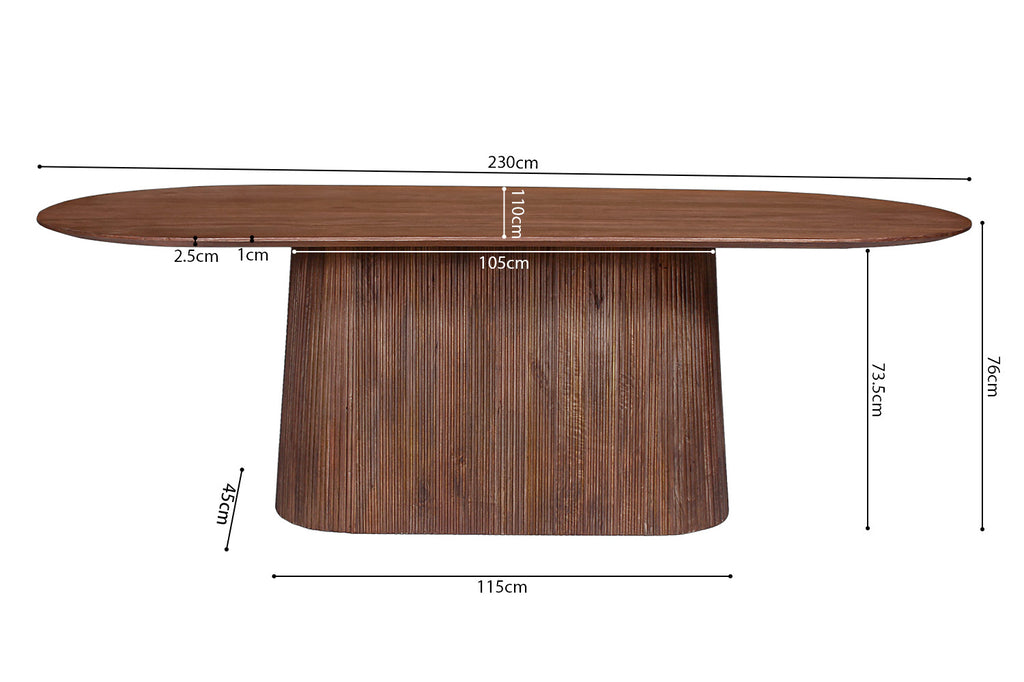 Tafel 'Miguel' 230 ovaal mango hout lichtbruin RS