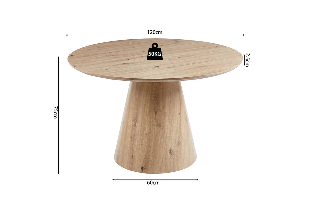 Tafel 'Tigo' 120 rond decor oude eik RS