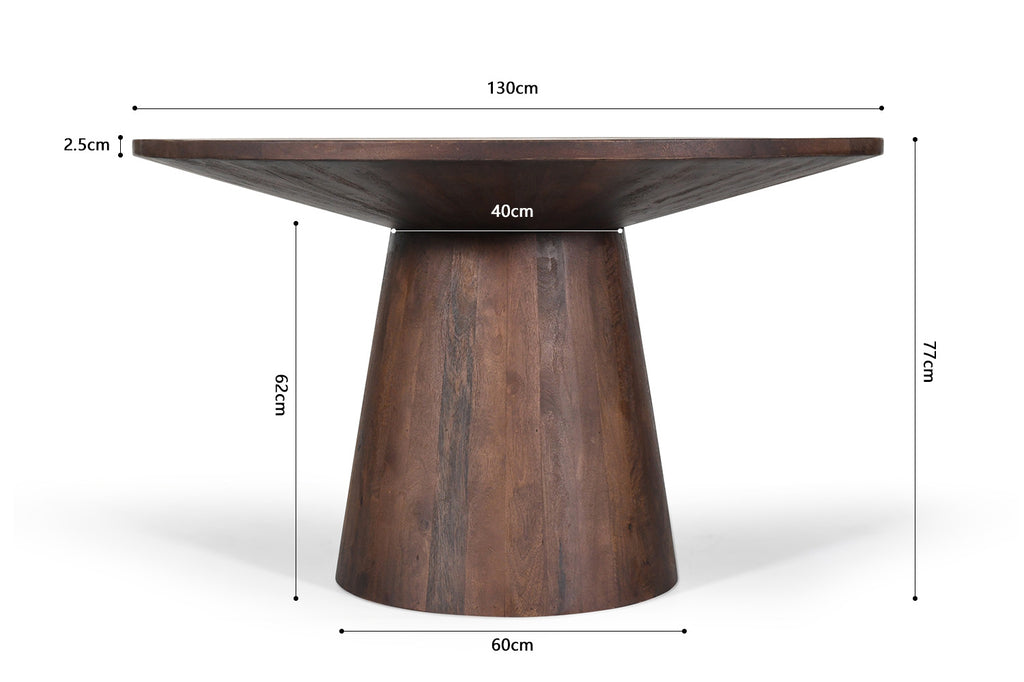 Tafel 'Tommy' 130 rond mango hout bruin RS