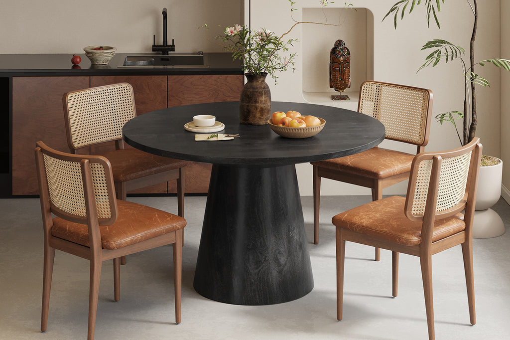 Tafel 'Tommy' 130 rond mango hout zwart RS