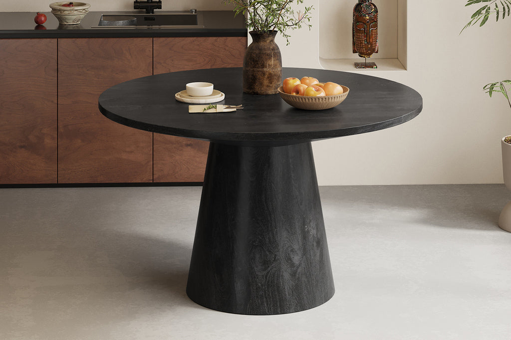 Tafel 'Tommy' 130 rond mango hout zwart RS