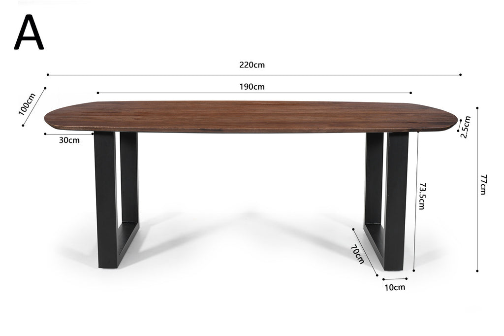 Tafel 'Tommy' 220 deens ovaal mango hout bruin RS