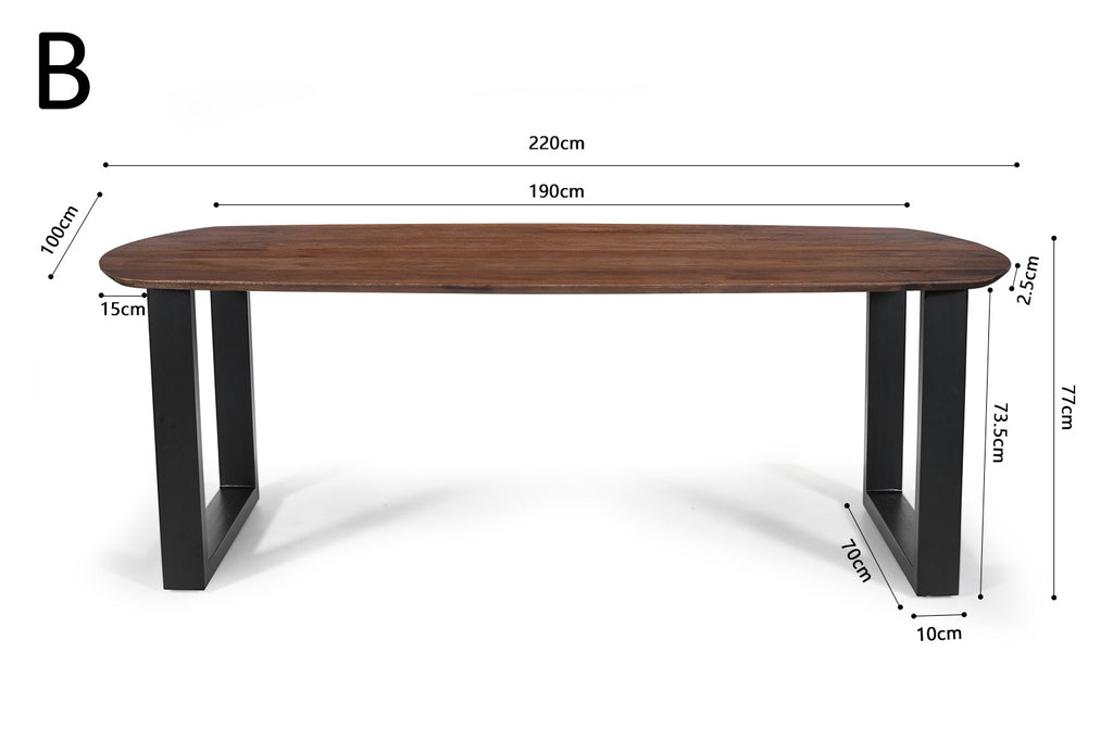 Tafel 'Tommy' 220 deens ovaal mango hout bruin RS