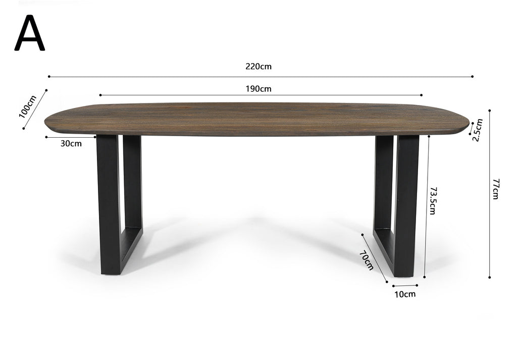 Tafel 'Tommy' 220 deens ovaal mango hout tabaco RS